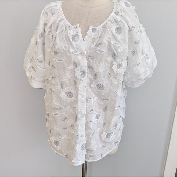 Chico's Tops - NEW Women's Chicos 3 Peasant Top Alabaster White Silver $119